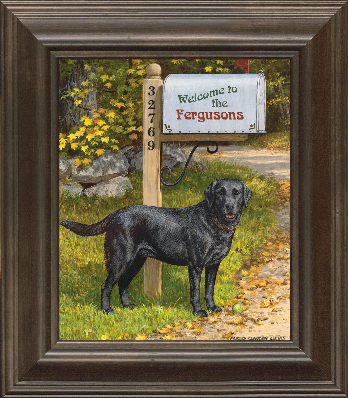 Life's a Ball—Black Lab Personalized Framed Canvas - Wild Wings
