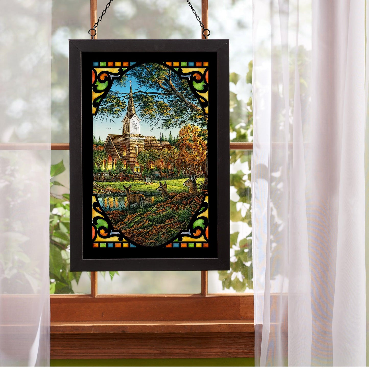 Sunday Morning - Whitetail Deer Stained Glass Art - Wild Wings