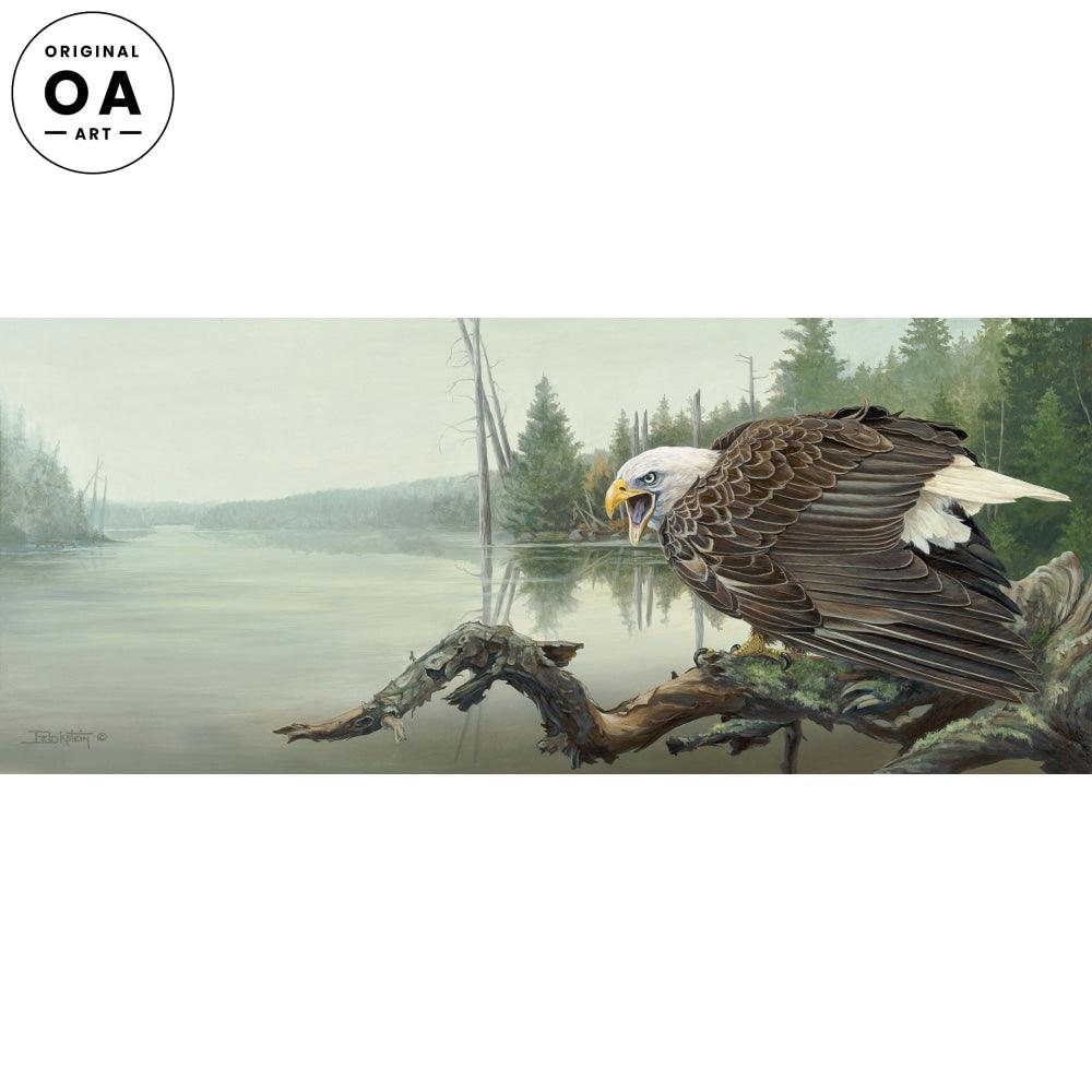 River Watcher—Bald Eagle Original Acrylic Painting - Wild Wings