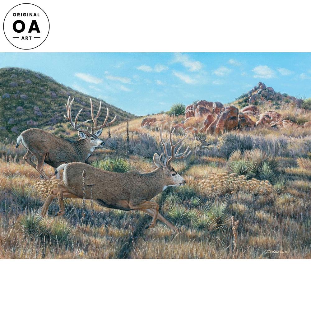 In Pursuit—Mule Deer Original Acrylic Painting - Wild Wings