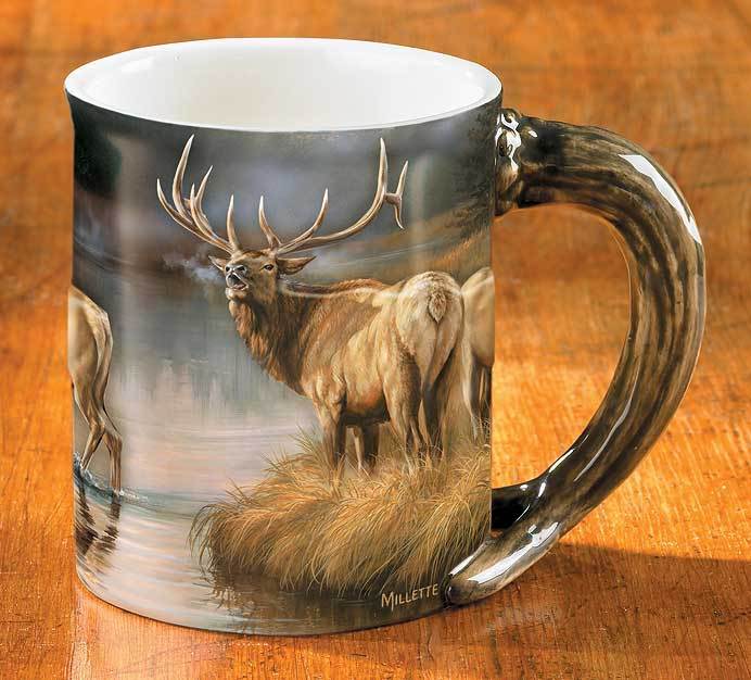 Autumn Mist - Elk Sculpted Mug - Wild Wings