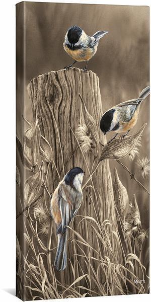 Black-Capped shops Chickadee Cute Bird Floral Framed Art Print