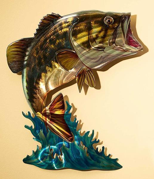  Rustic Metalz Bass Fish Metal Wall Art Copper Patina