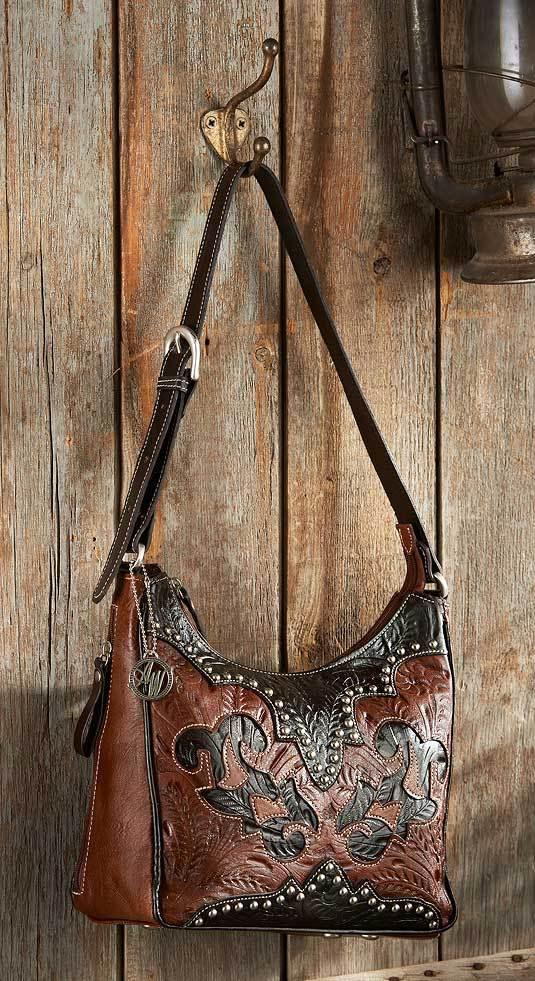 Black Laced Tooled Purse Strap from American Darling