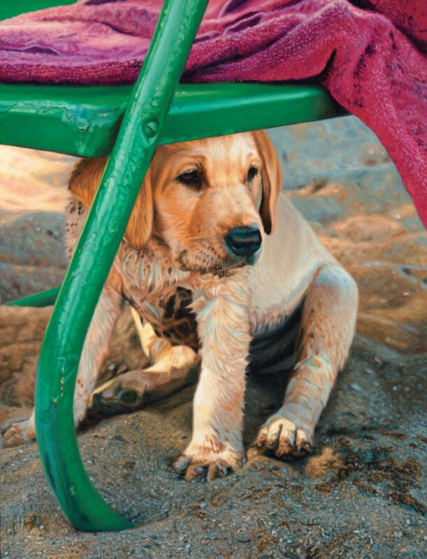 Beach Butterball—Yellow Lab Puppy by John Aldrich