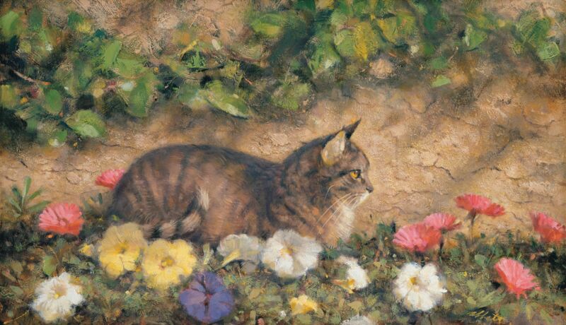 In the Garden—Cat by Robert Abbett