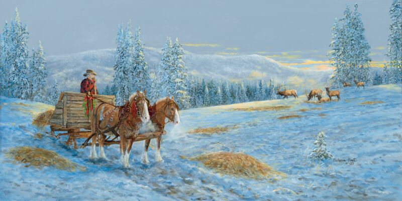 Just a Helping Hand—Horses & Elk by Valeria Yost