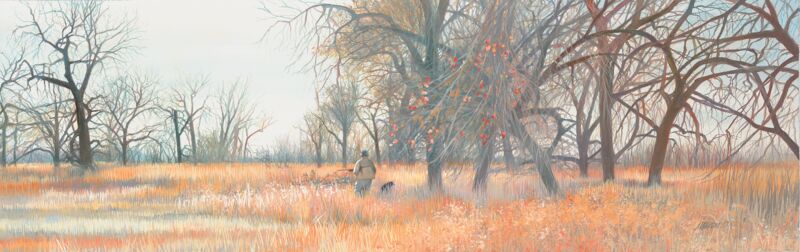 Late Fall Hunt—Hunter and Dog by Shirley Cleary