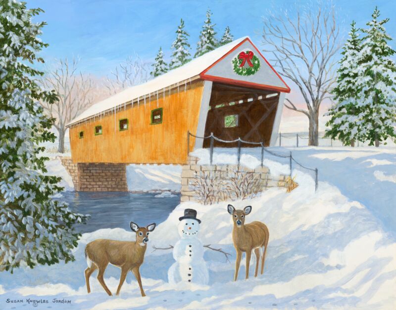 Love Joy—Covered Bridge & Whitetails by Susan Knowles-Jordan