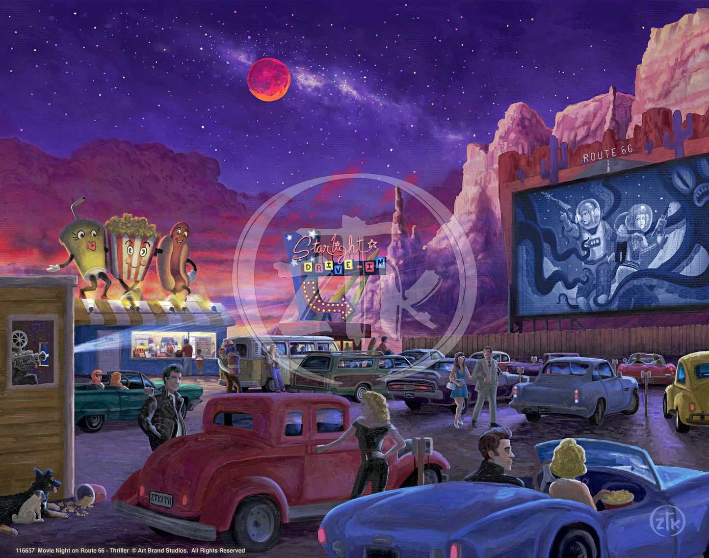 Movie Night on Route 66 - Thriller - Art Prints