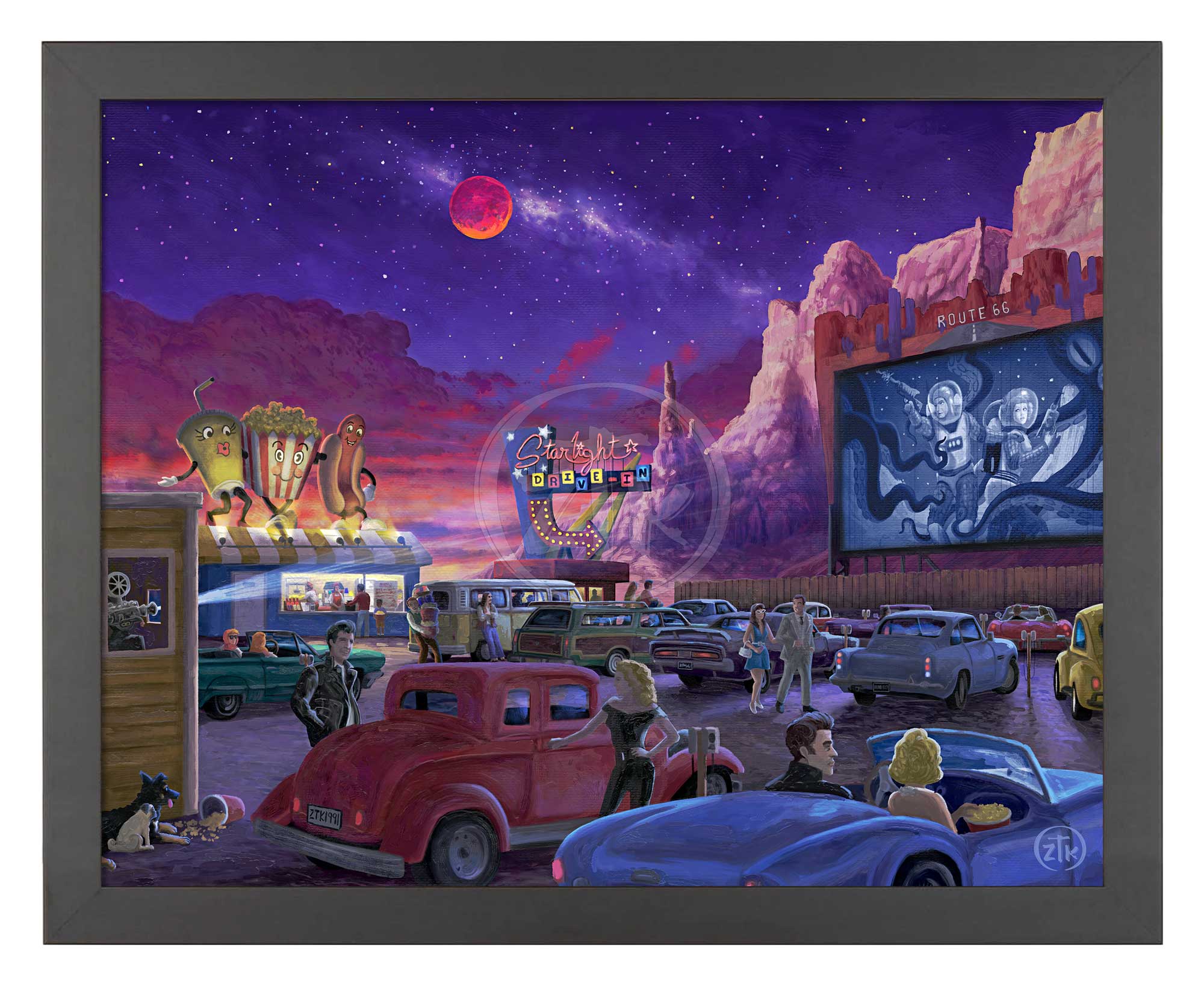 Movie Night On Route 66 - Thriller -  Art Prints