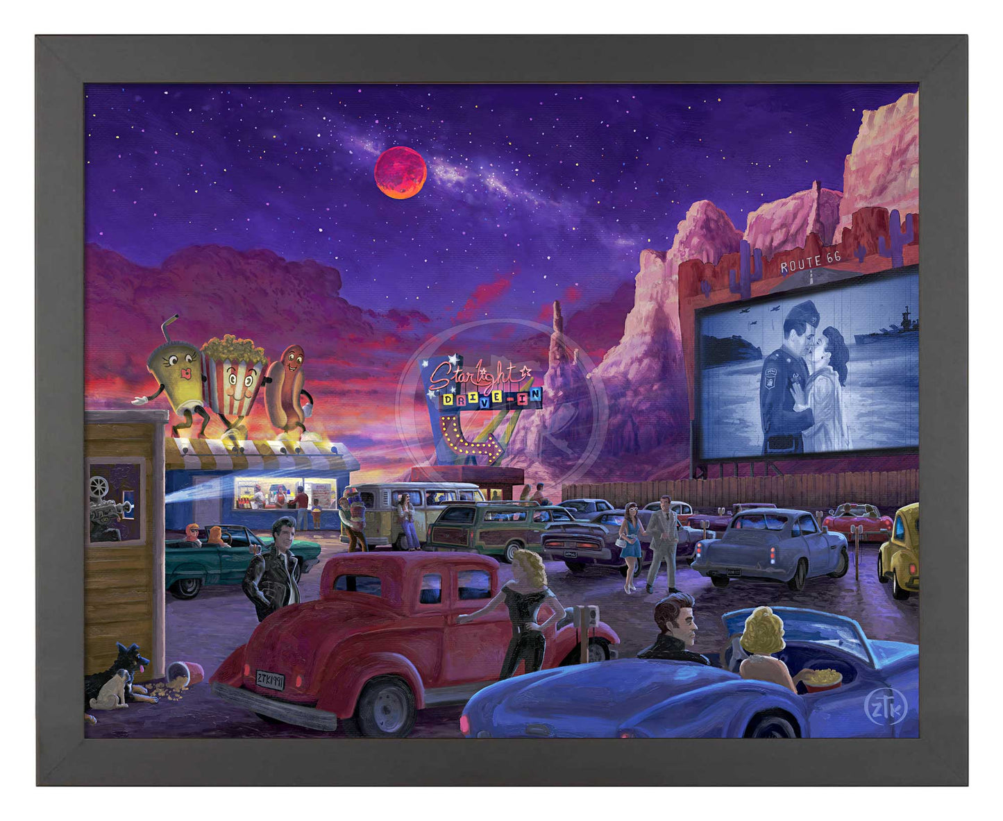 Movie Night on Route 66 - Romance -  Art Prints