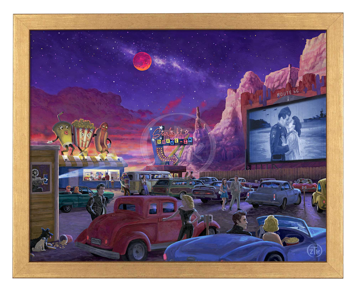 Movie Night on Route 66 - Romance -  Art Prints