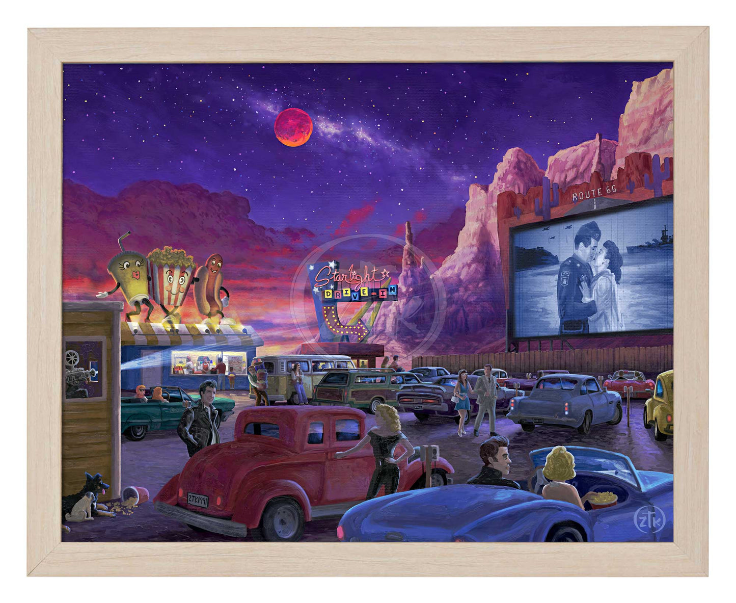 Movie Night on Route 66 - Romance -  Art Prints