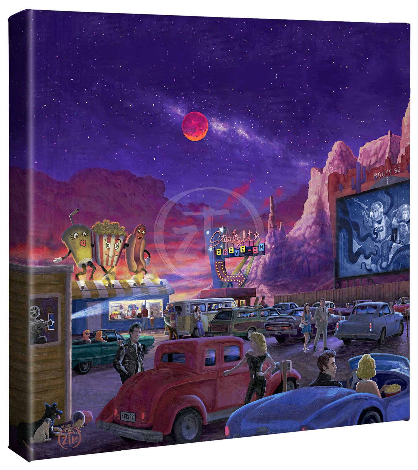 Movie Night on Route 66 - Thriller - 14" x 14" Gallery Wrapped Canvas