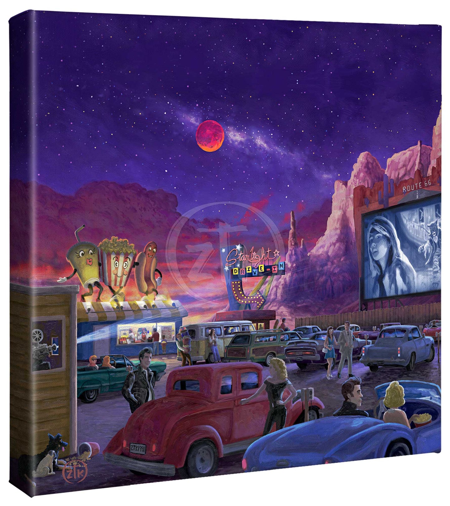 Movie Night on Route 66 - Screams - 14" x 14" Gallery Wrapped Canvas