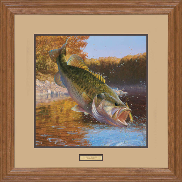 tackleboxartco Moonlit Rustic Bass Canvas shining bright down in