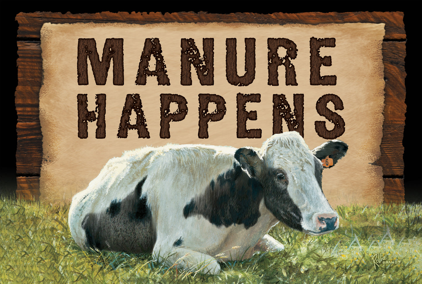 Manure Happens - Cow - 8" x 12" Wood Sign