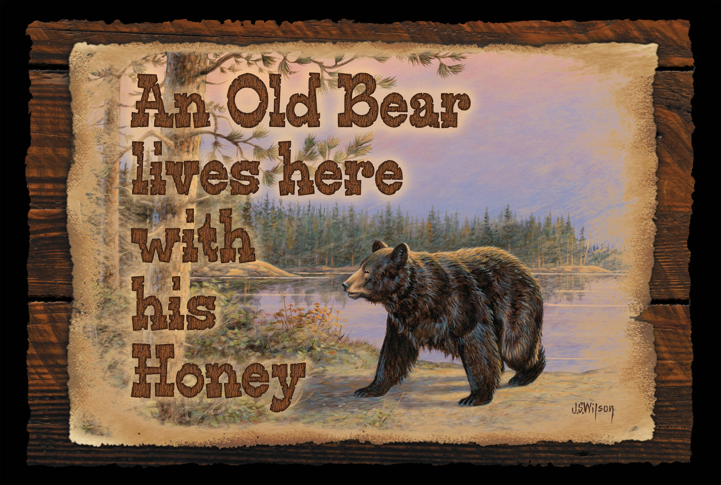 Old Bear Lives Here - 8" x 12" Wood Sign