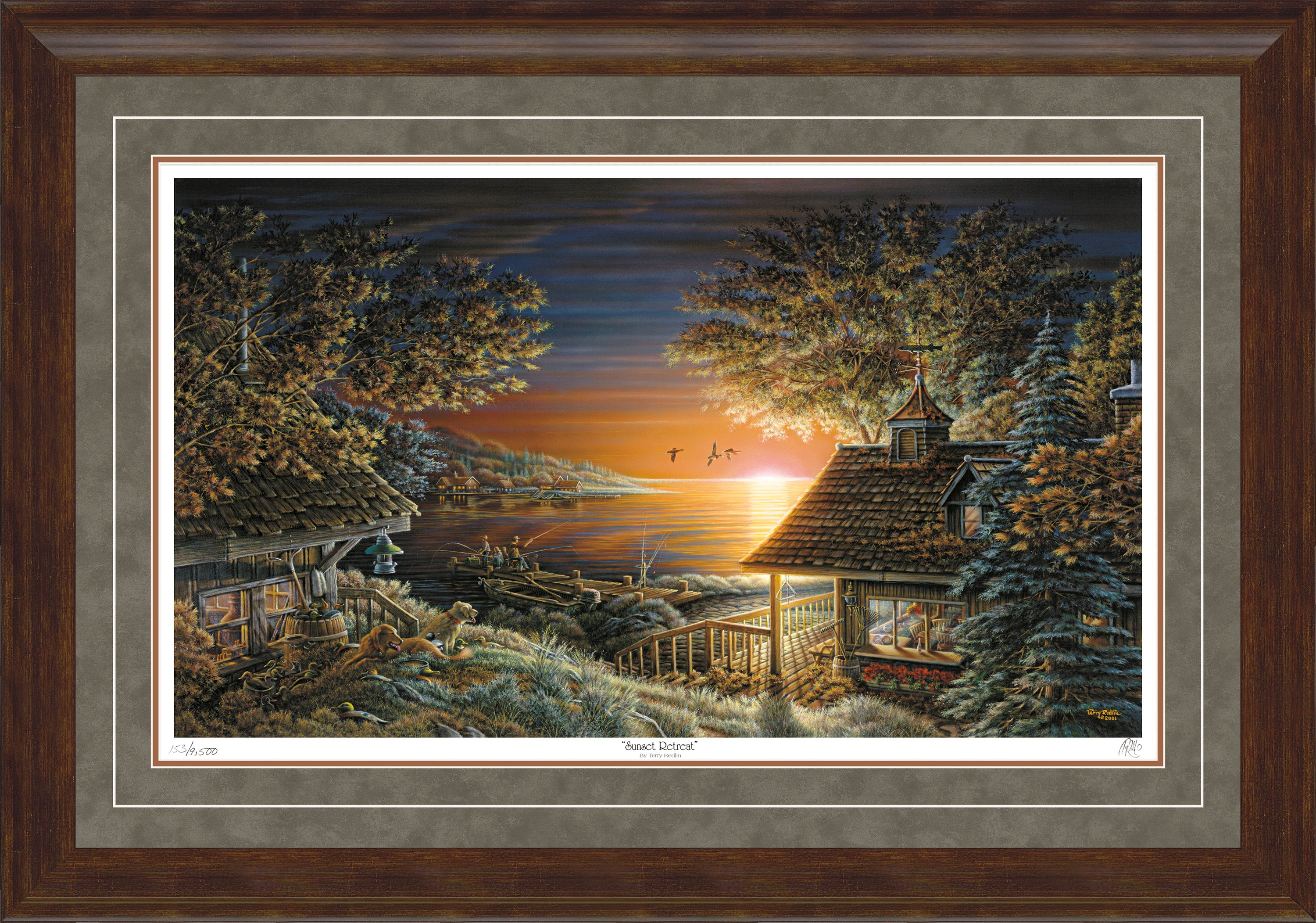 Terry Redlin's Evening Retreat Painting Professionally Framed Linen Design 18x13 deals