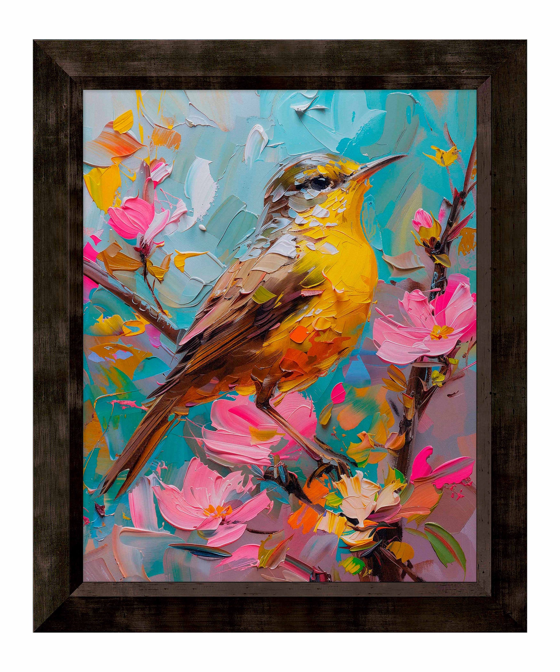 173156_CNF Spring Symphony - Warbler Among Blossoms 24X30 SN ED_SIZE 95 Canvas  FRMD ESPRESSO WALNUT.jpg