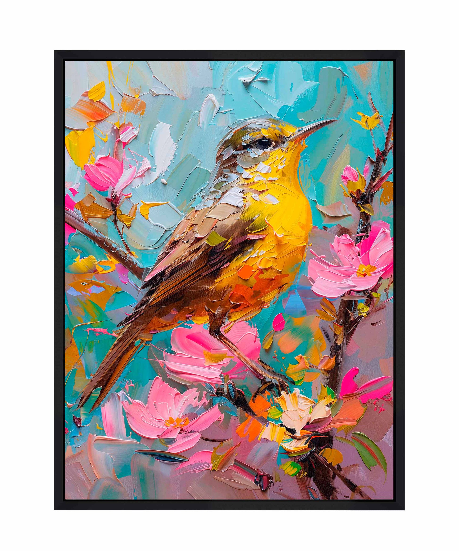 173471_FCW Spring Symphony - Warbler Among Blossoms   9X12 Black Framed Gallery Wrap Canvas.jpg