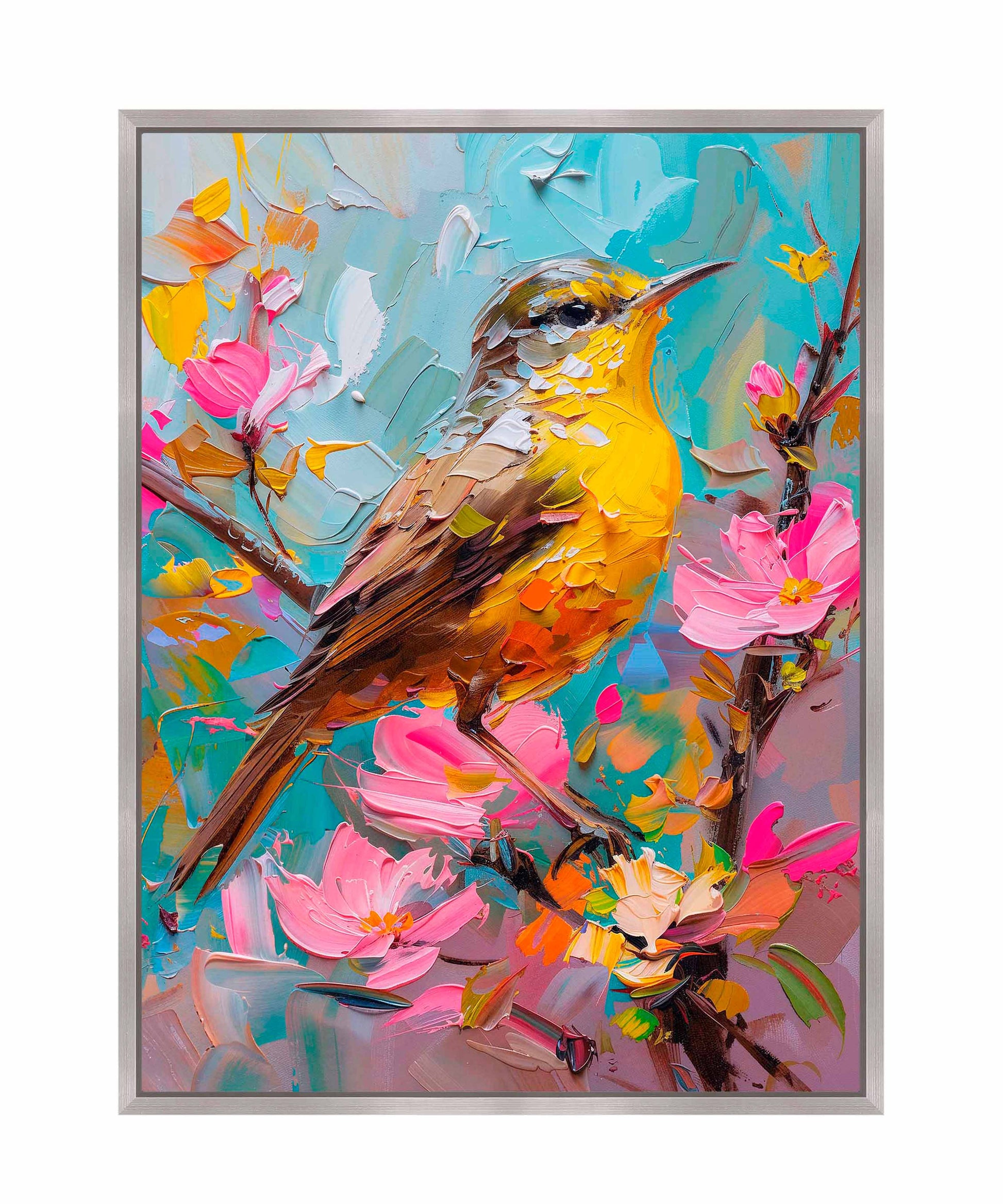 173483_FCW Spring Symphony - Warbler Among Blossoms  9X12 Silver Framed Gallery Wrap Canvas.jpg