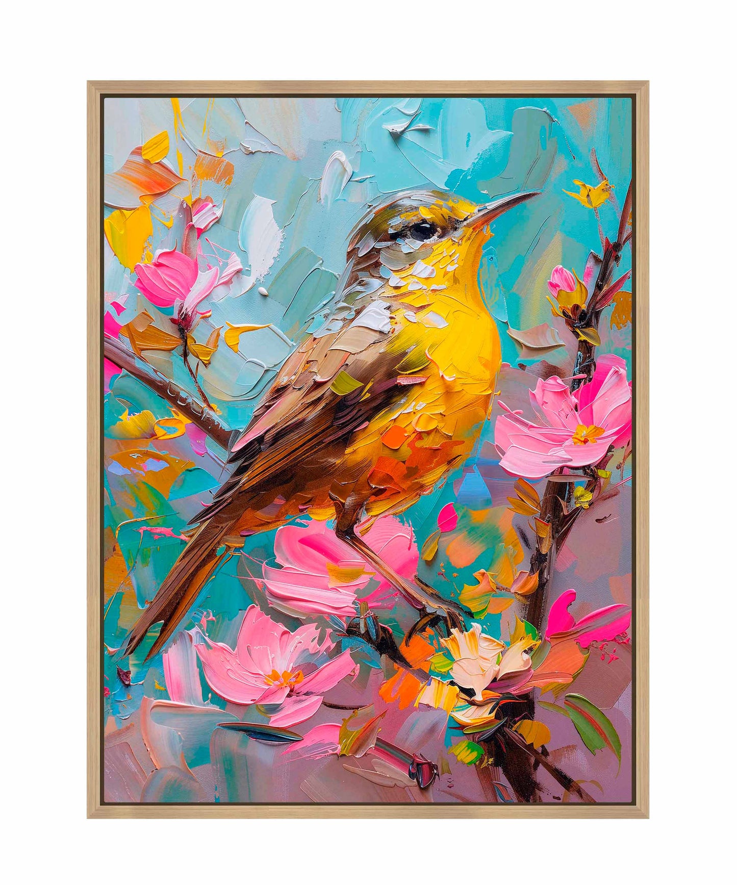 173511_FCW Spring Symphony - Warbler Among Blossoms  9X12 Natural Framed Gallery Wrap Canvas.jpg