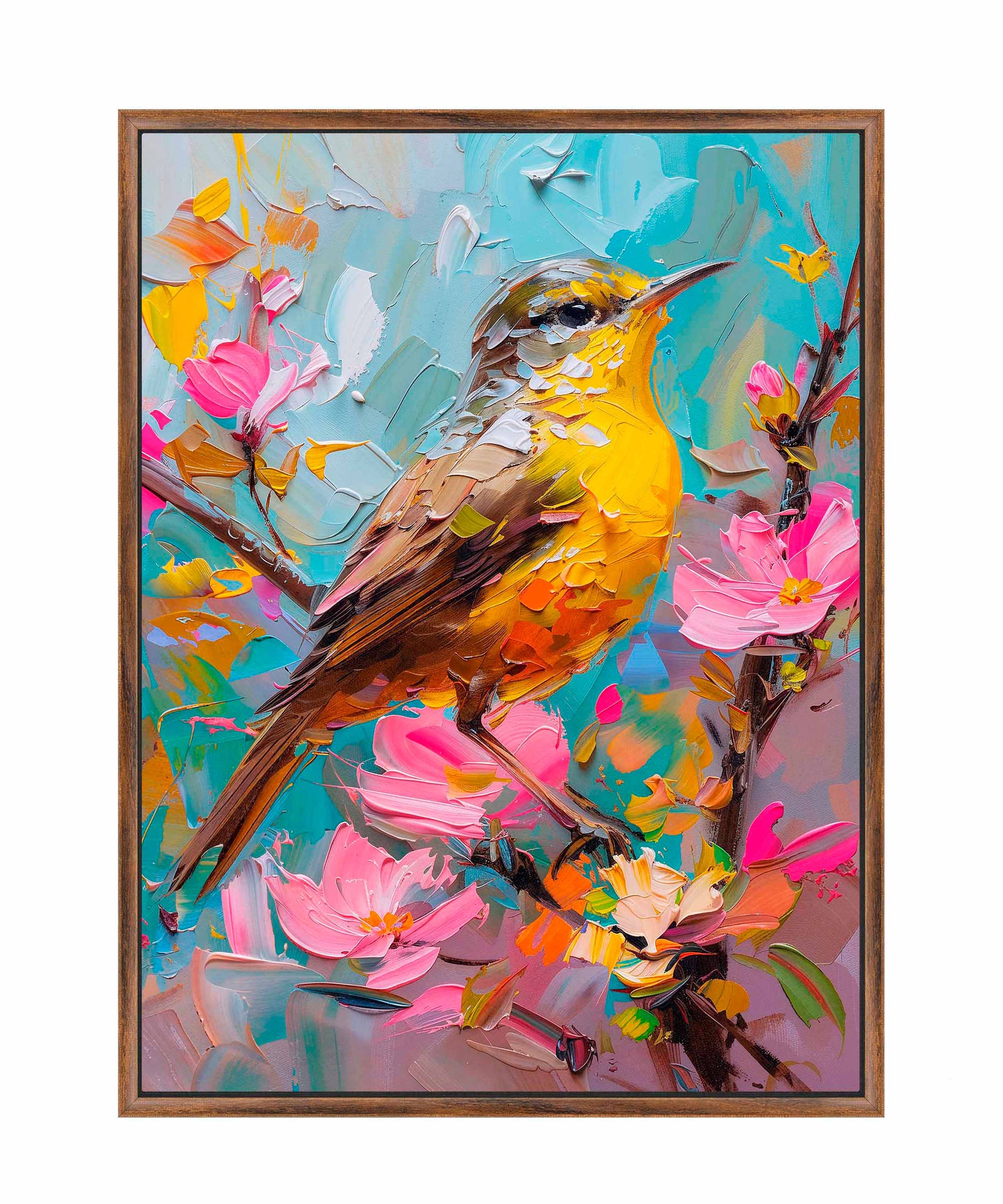 173515_FCW Spring Symphony - Warbler Among Blossoms  9X12 Darkwood Framed Gallery Wrap Canvas.jpg