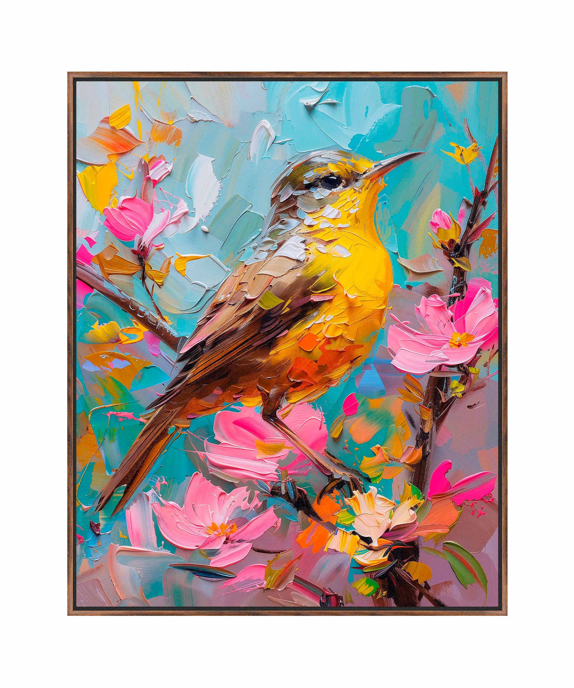 173518_FCW Spring Symphony - Warbler Among Blossoms   24X30 Darkwood Framed Gallery Wrap Canvas.jpg