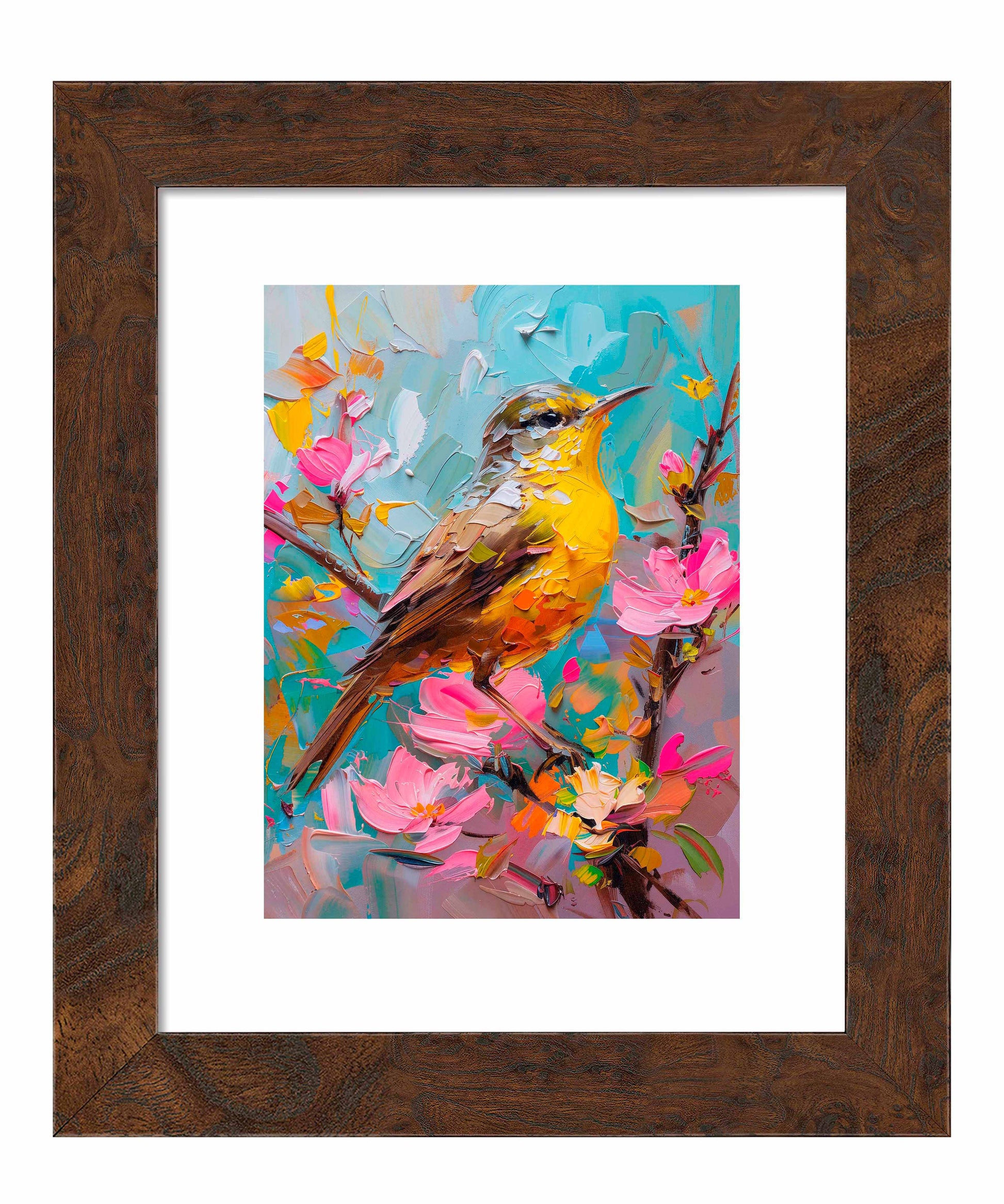 173521_FRA Spring Symphony - Warbler Among Blossoms  9x12 Dashboard Burl  Paper Print.jpg