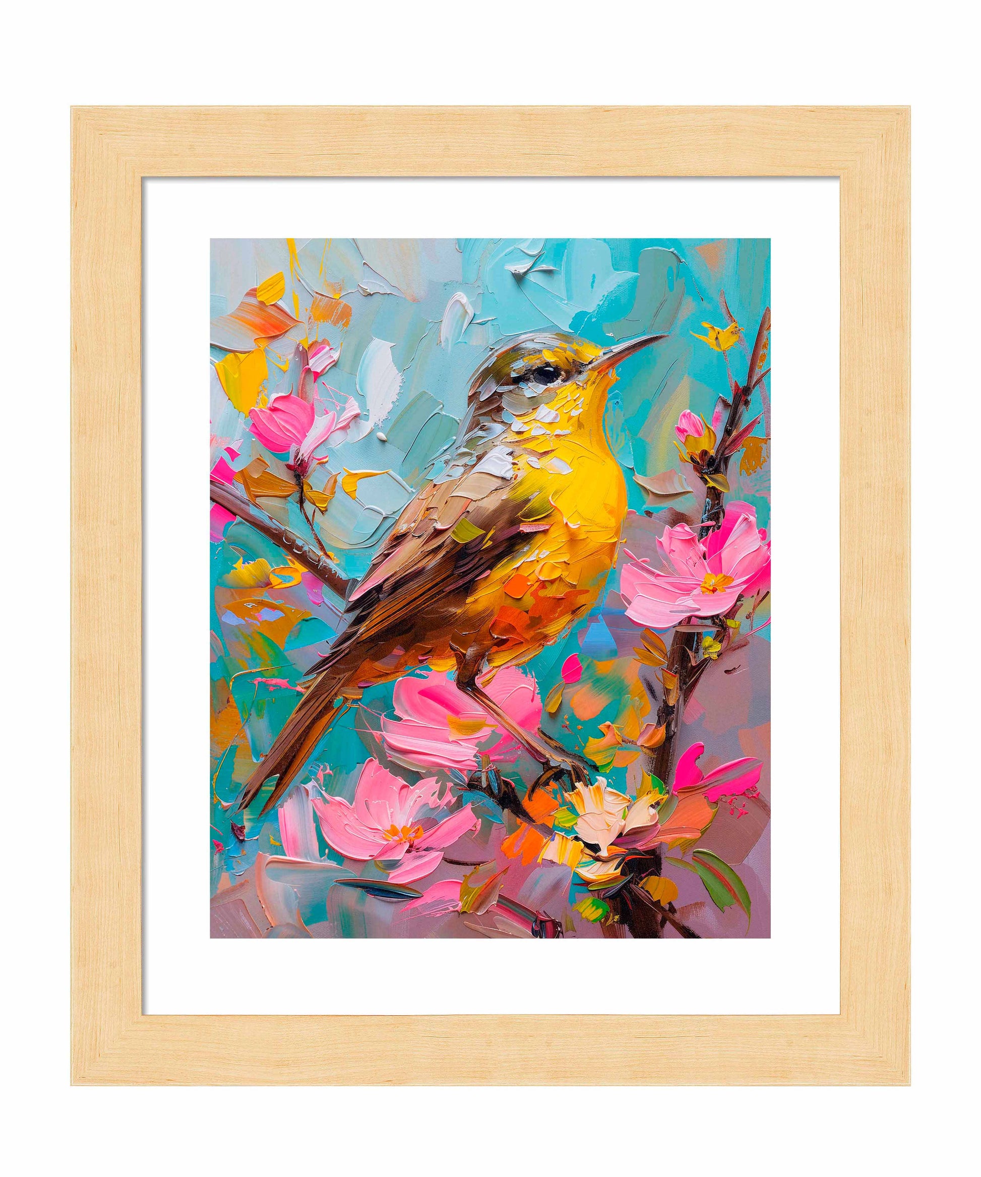 173522_FRA Spring Symphony - Warbler Among Blossoms   16X20  Blonde Maple Framed Paper Print.jpg