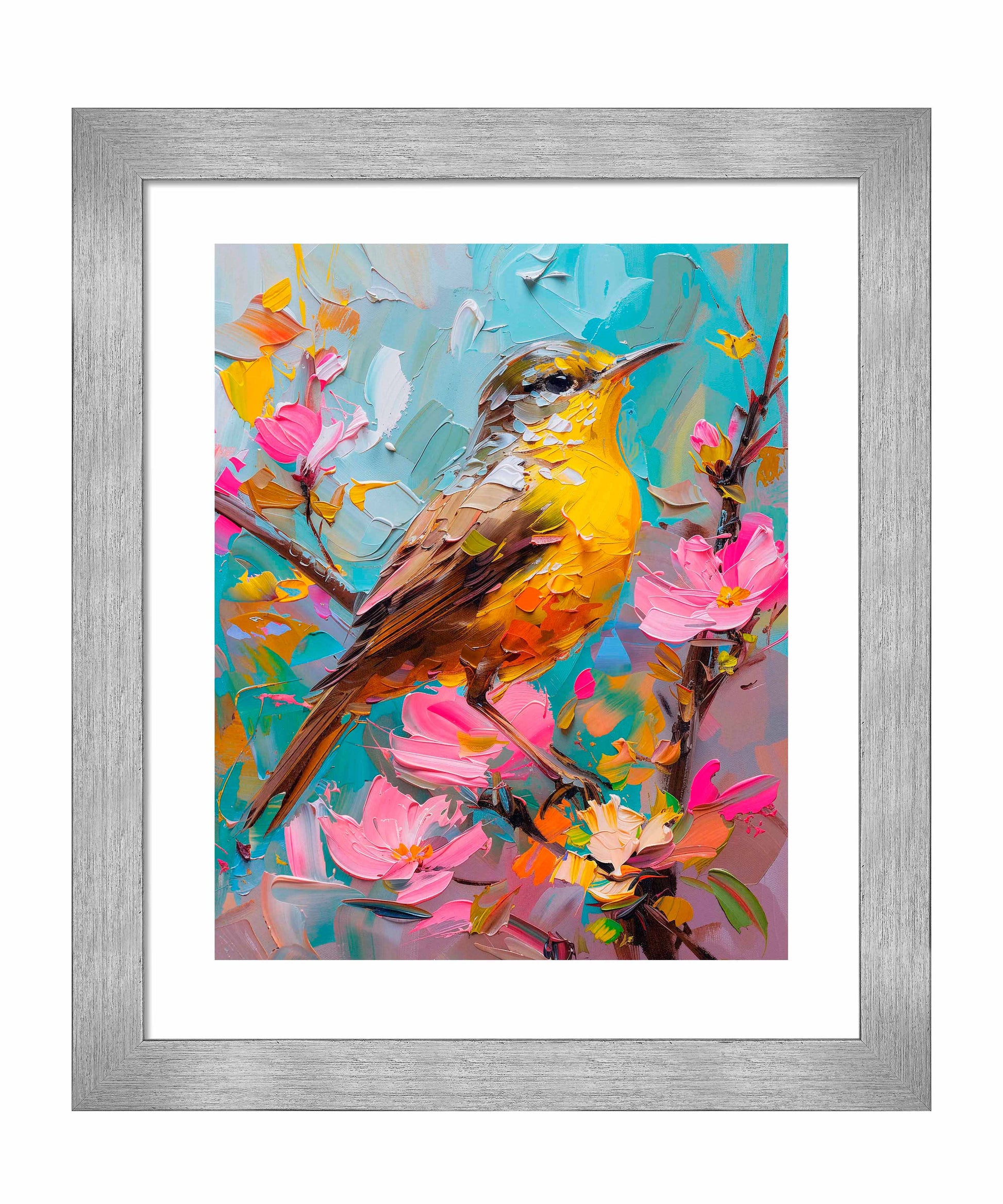 173523_FRA Spring Symphony - Warbler Among Blossoms   16X20 Salerno Silver Framed Paper Print.jpg