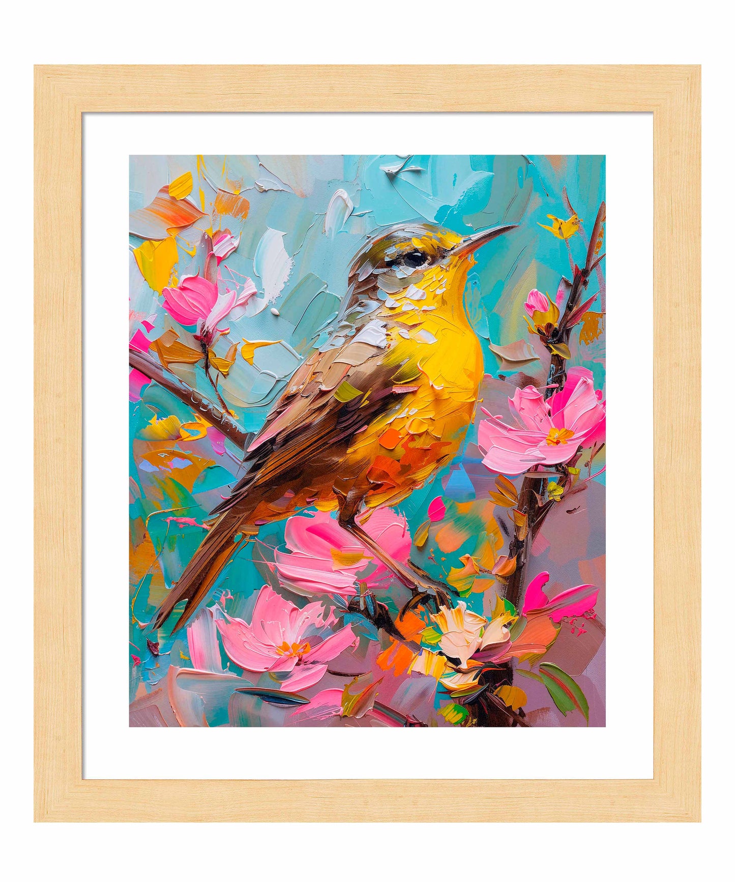 173525_FRA Spring Symphony - Warbler Among Blossoms   20X24 Blonde Maple Framed Paper Print.jpg