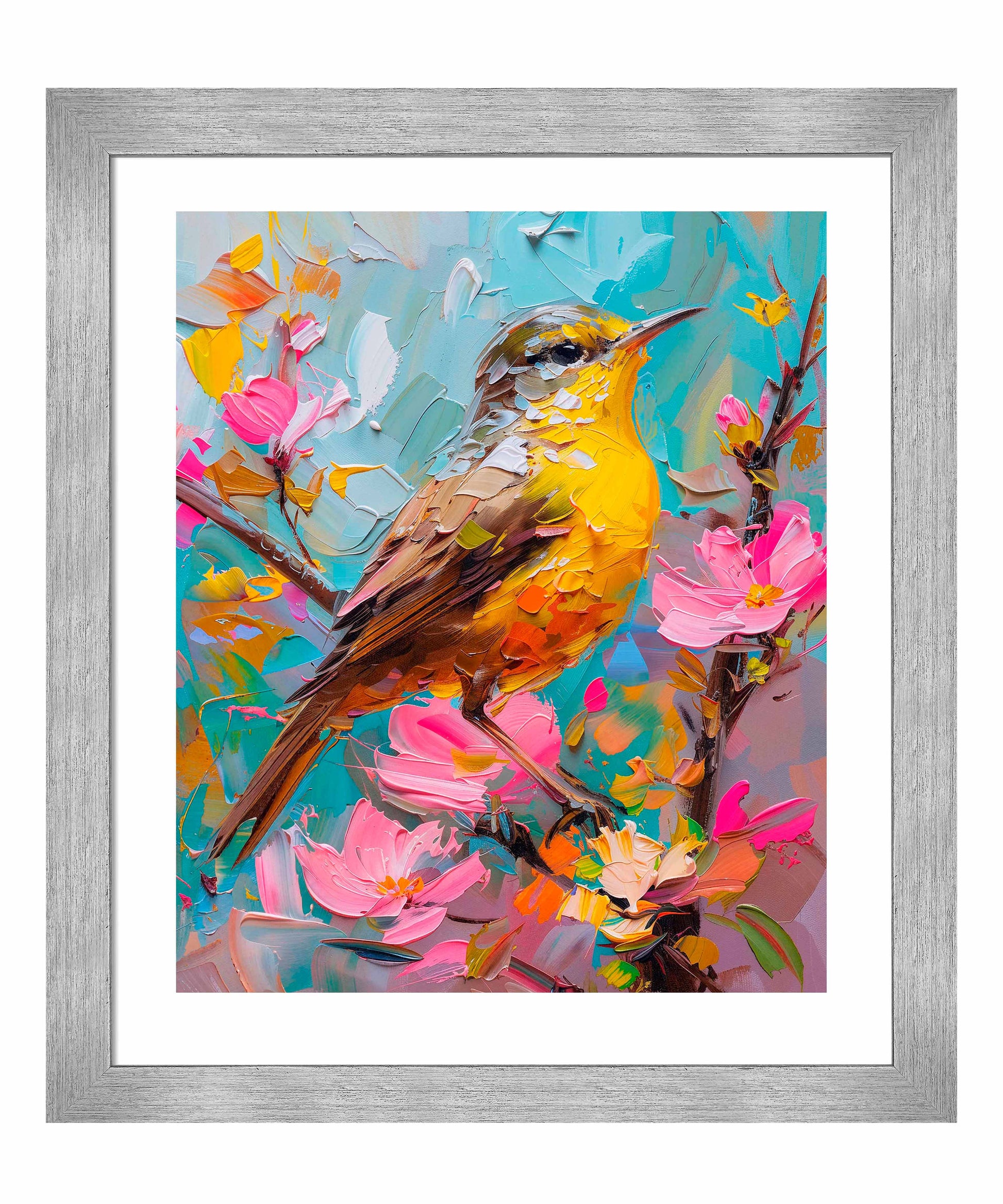 173526_FRA Spring Symphony - Warbler Among Blossoms   20X24 Salerno Silver Framed Paper Print.jpg