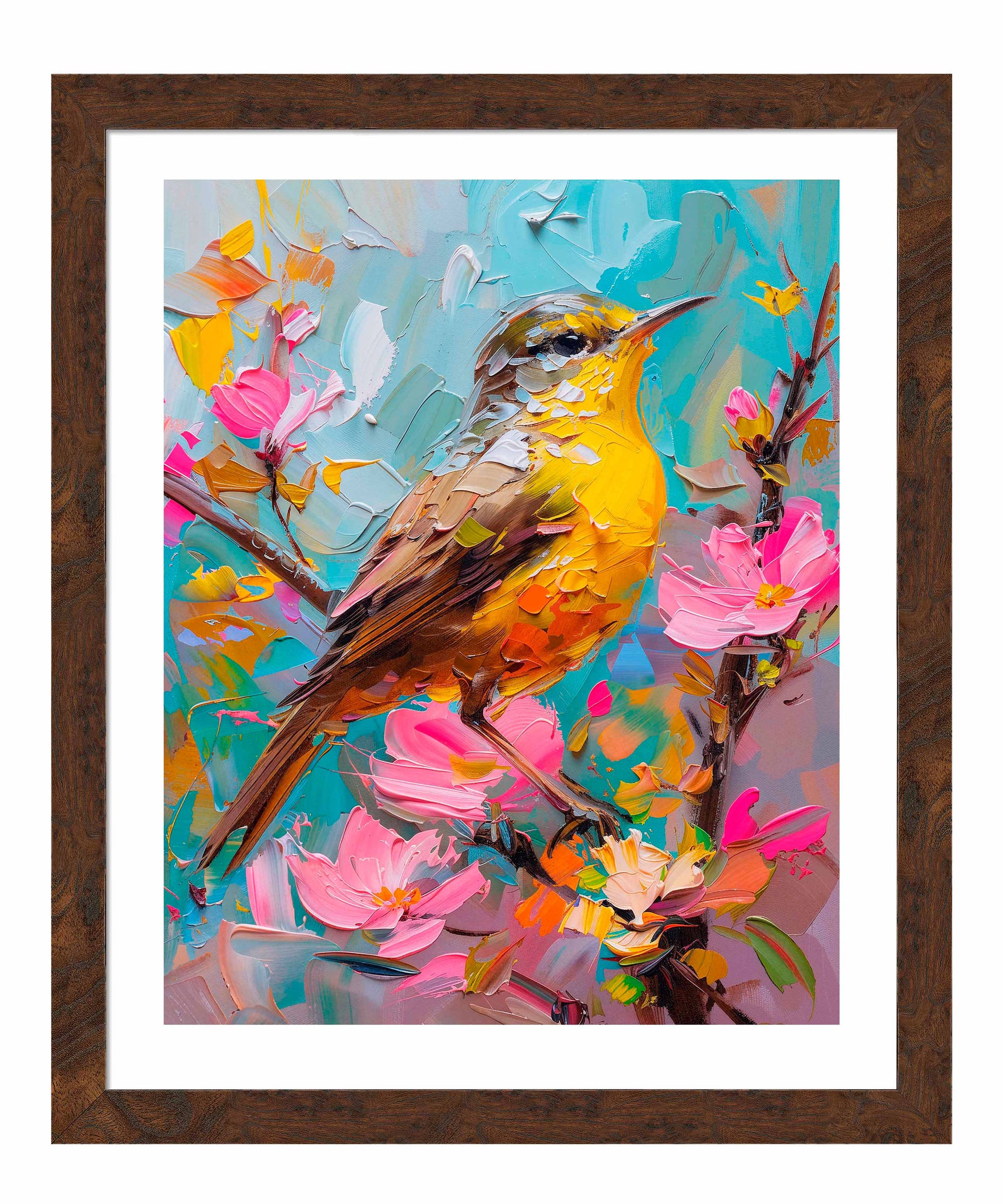 173530_FRA Spring Symphony - Warbler Among Blossoms  24X30 Dashboard Burl  Paper Print.jpg