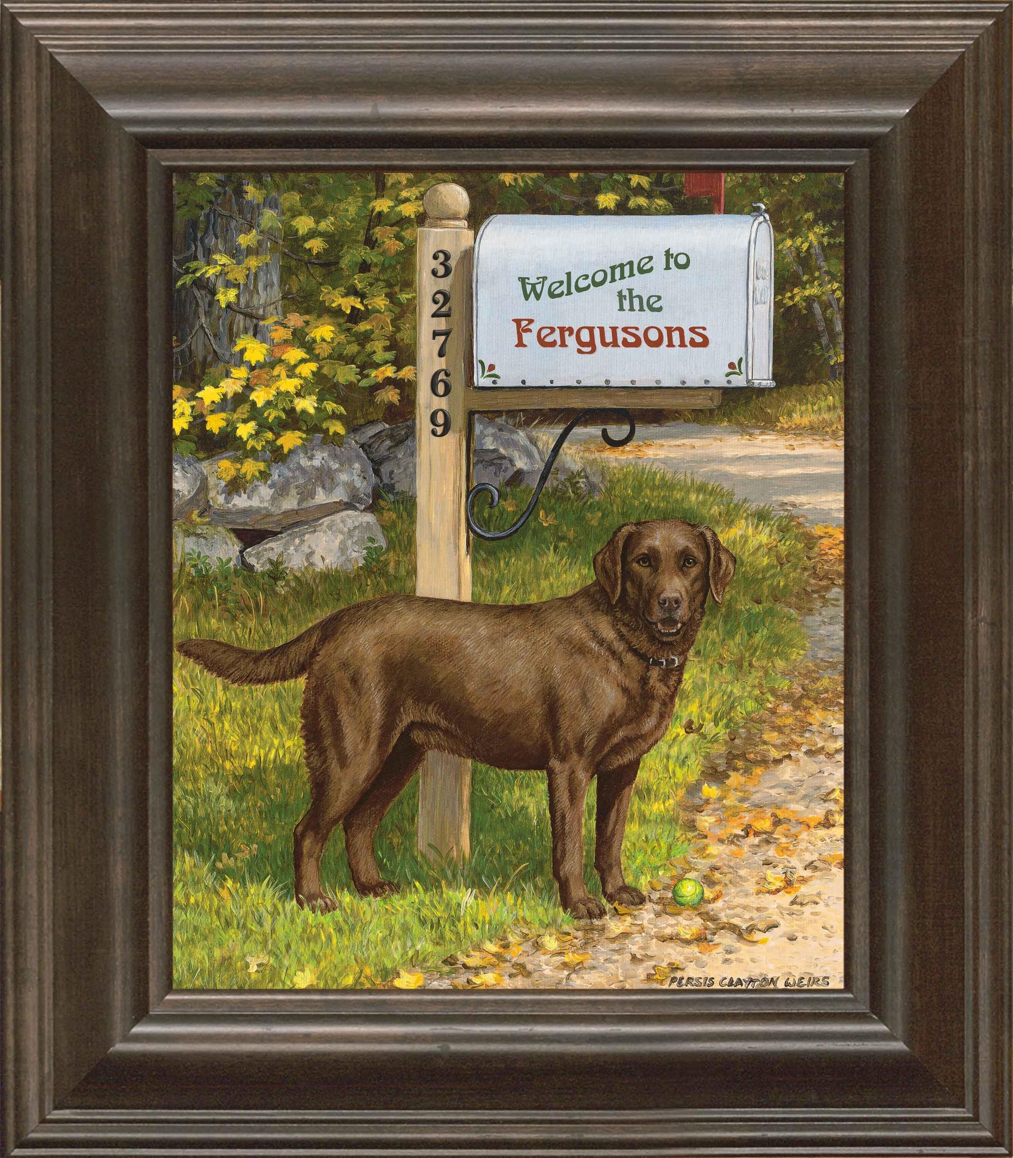 Life's a Ball—Chocolate Lab Personalized Framed Canvas - Wild Wings