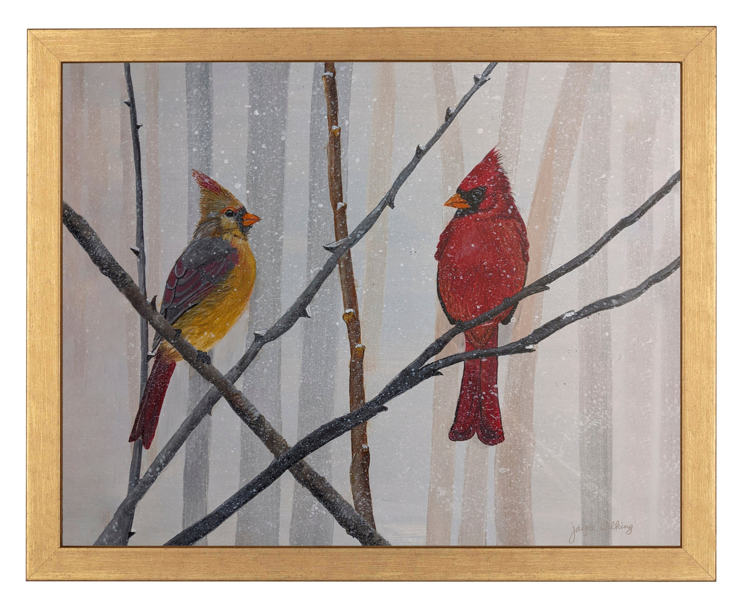 155388_Cardinal Couple in Trees_11x14_FRA_GOLD.jpg