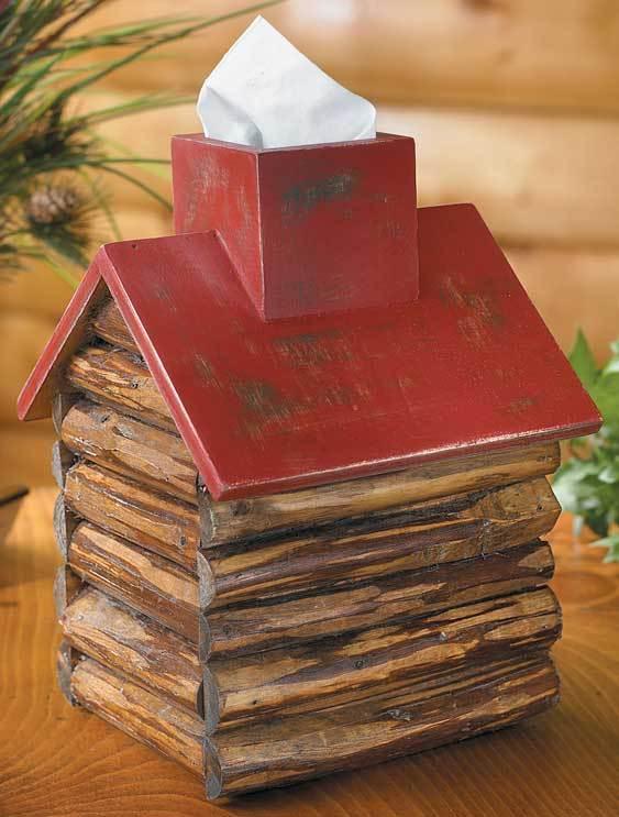Red Roof Log Cabin Tissue Box Cover - Wild Wings
