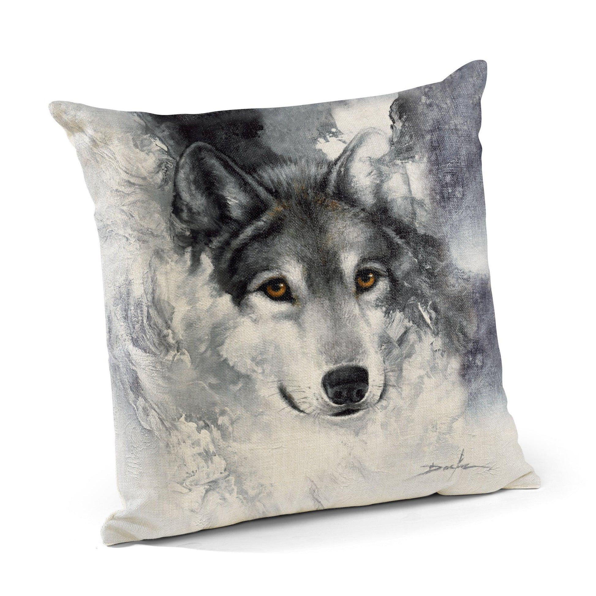 Snow Wolf 18" Decorative Pillow - Wild Wings
