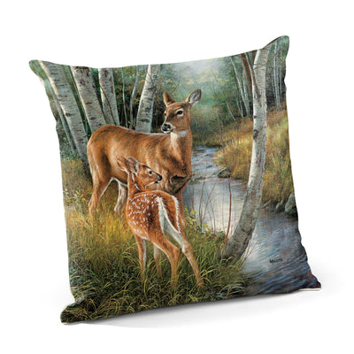 Birch Creek - Whitetail Deer 18" Decorative Pillow - Wild Wings