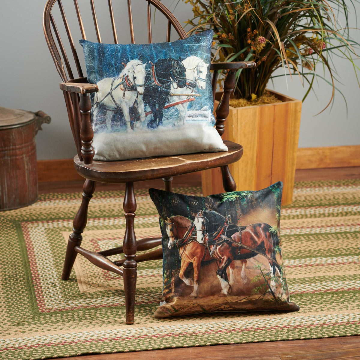 All in a Day's Work - Horses 18" Decorative Pillow - Wild Wings