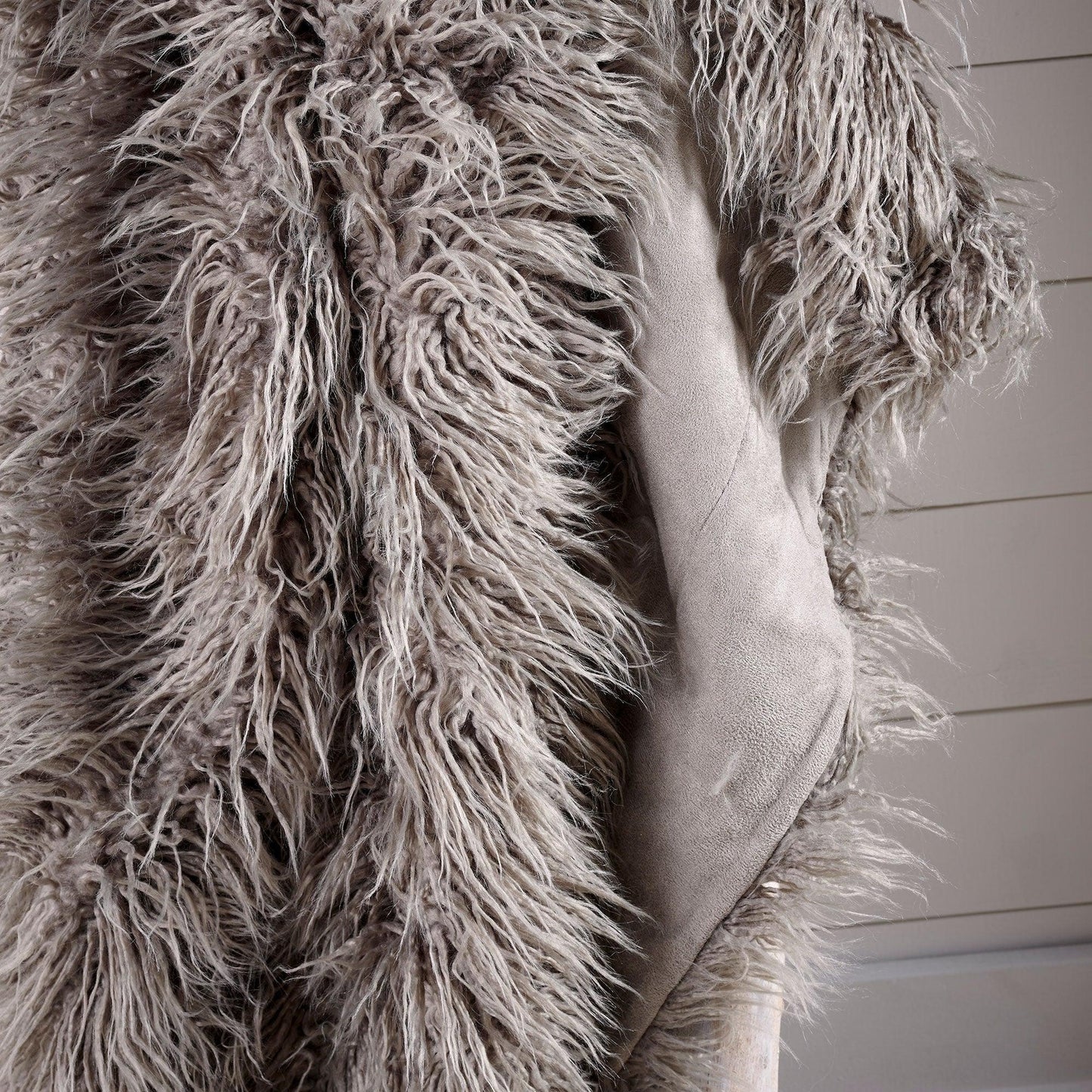 Gray Mongolian Faux Fur Throw Blanket - Wild Wings