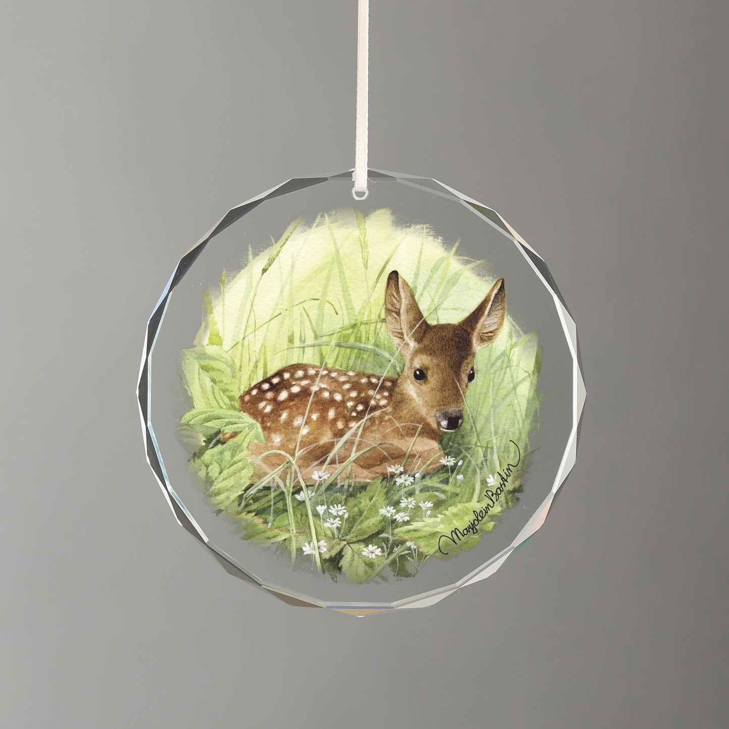 Waiting for Mom - Fawn Round Glass Ornament - Wild Wings