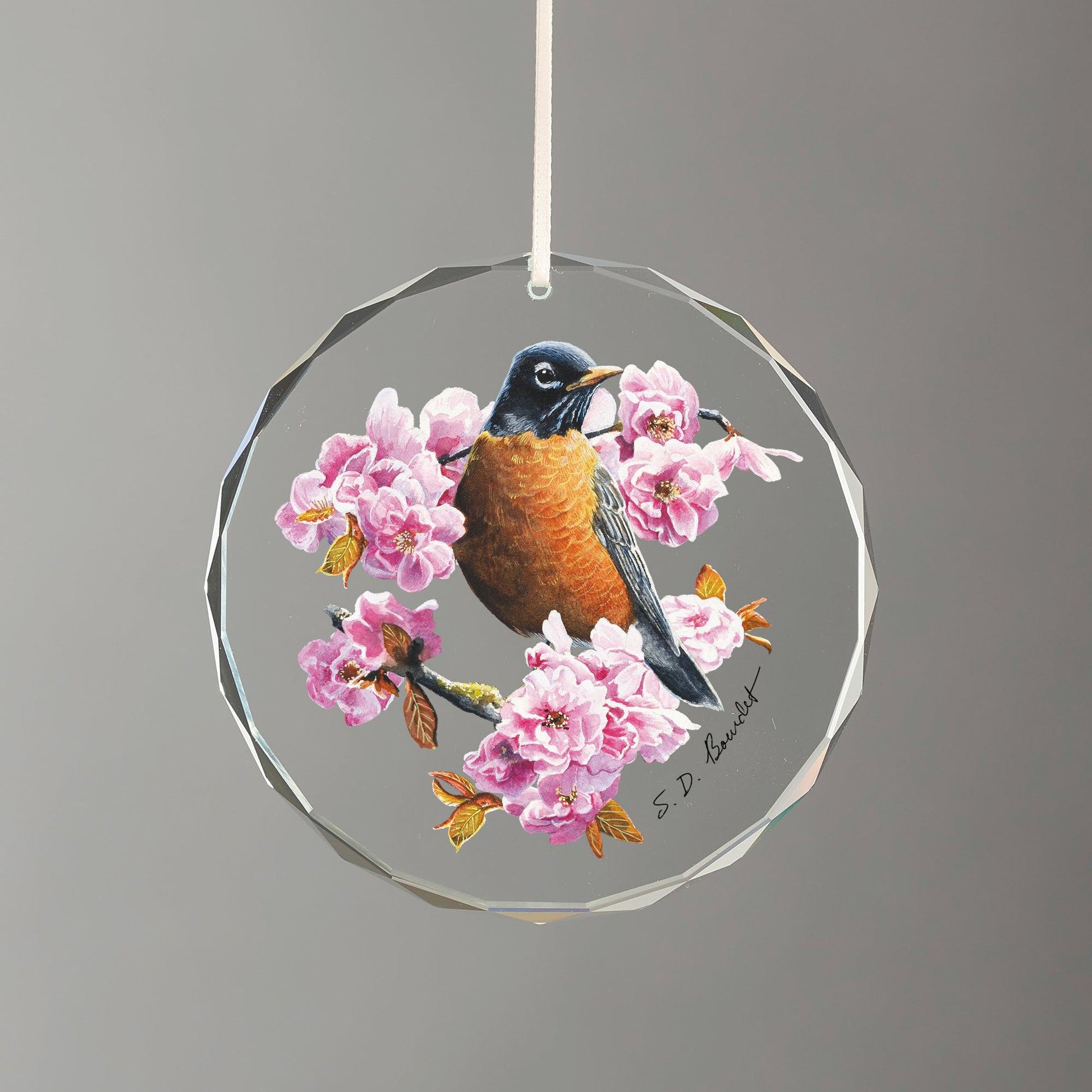 Country Garden - Robin Round Glass Ornament - Wild Wings