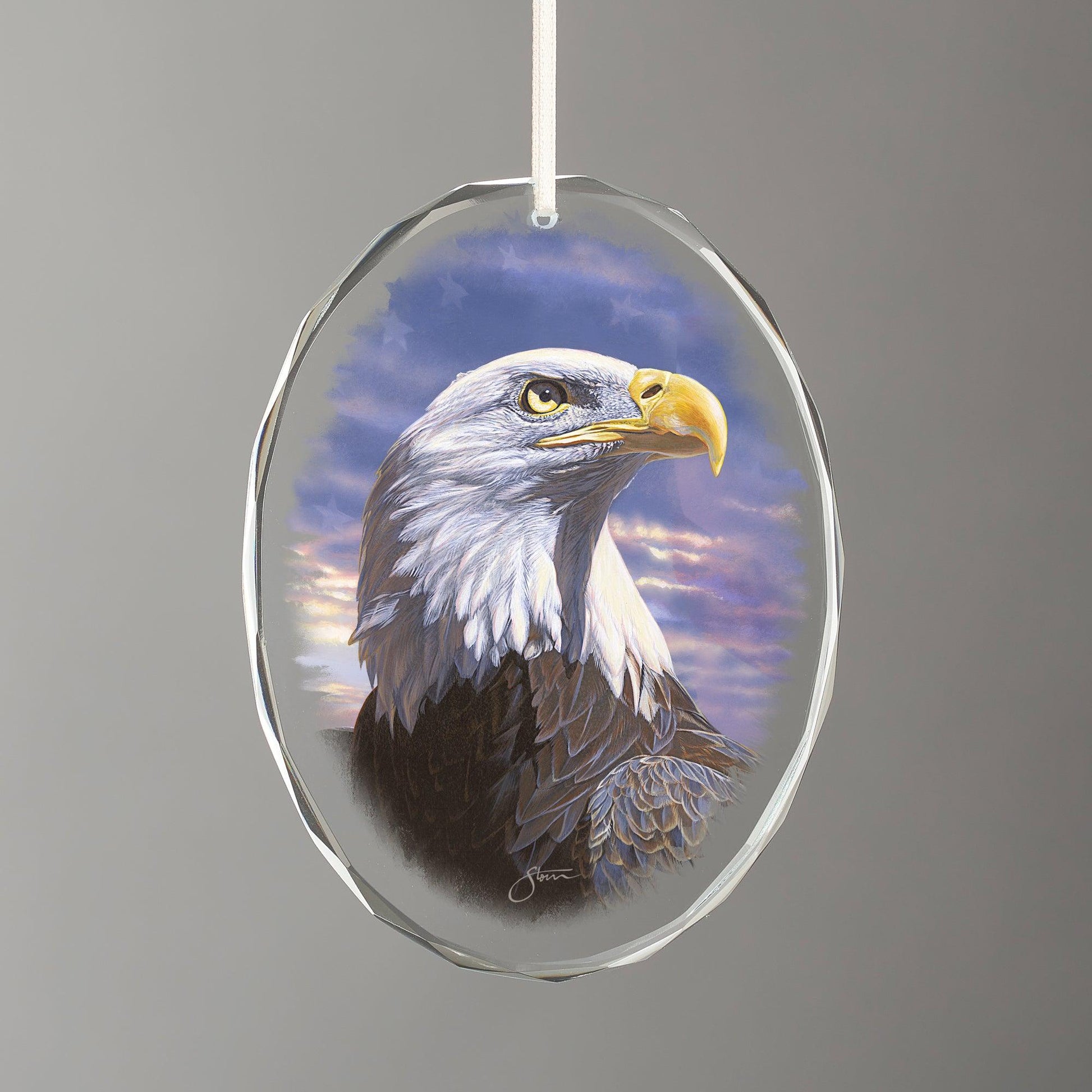 Pride - Bald Eagle Oval Glass Ornament - Wild Wings
