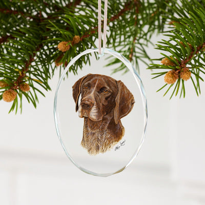 German Shorthair Pointer Oval Glass Ornament - Wild Wings
