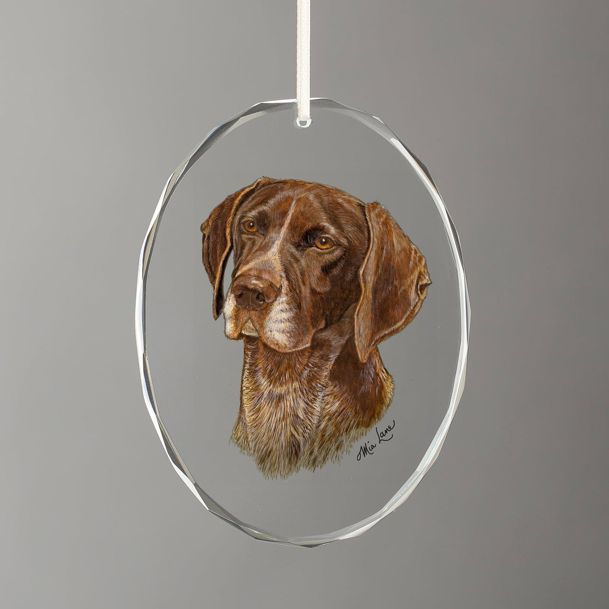 German Shorthair Pointer Oval Glass Ornament - Wild Wings