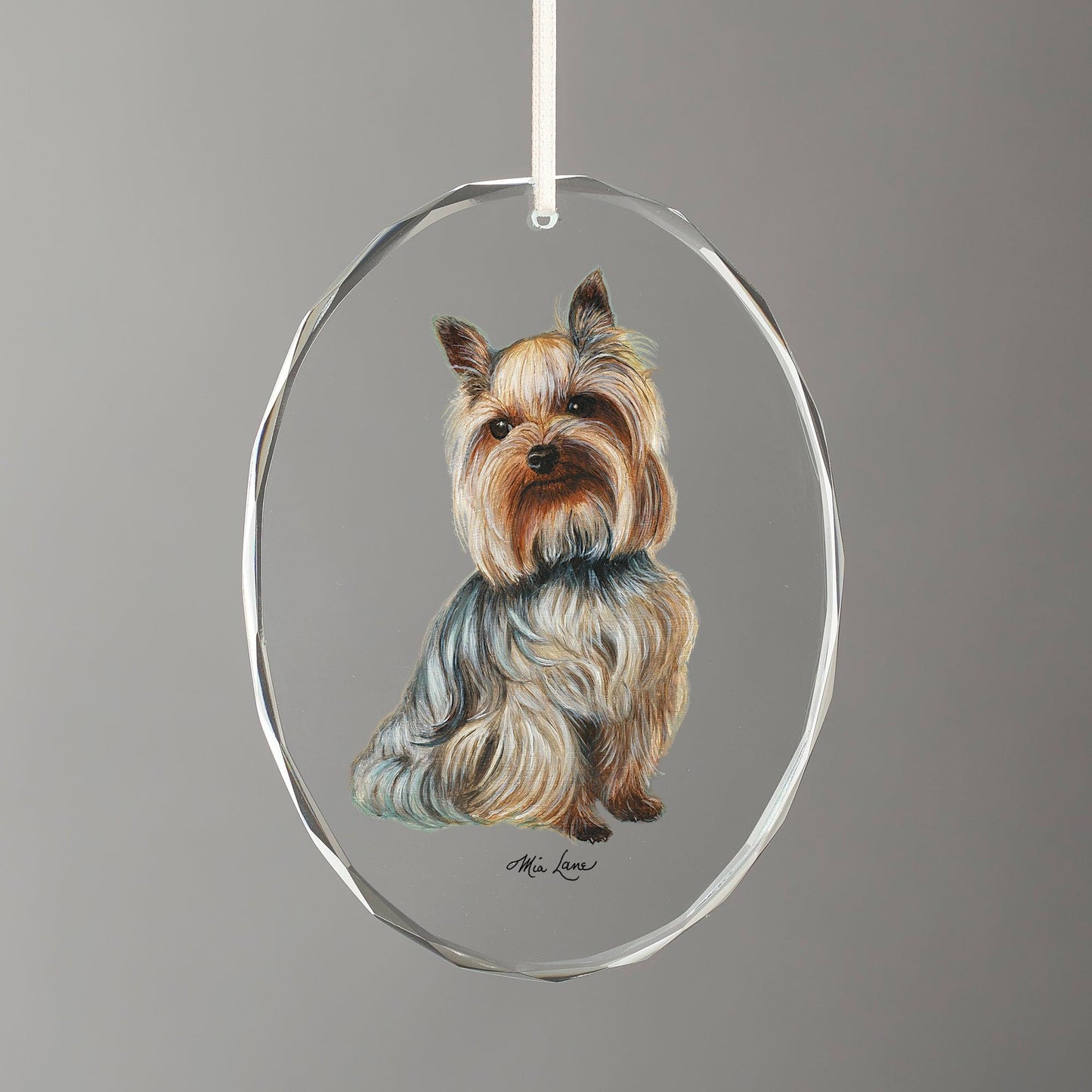 Yorkshire Terrier Oval Glass Ornament - Wild Wings