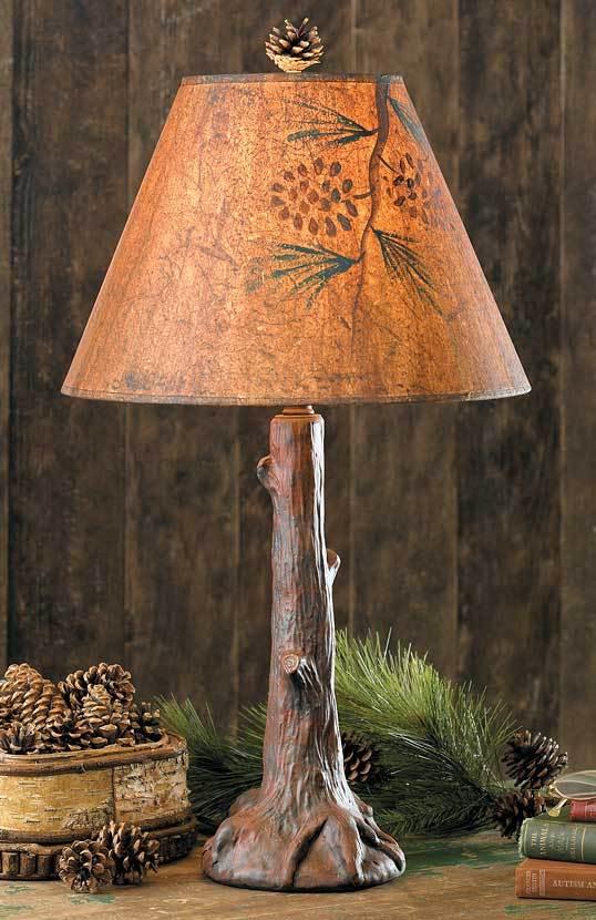 Rustic Tree Trunk Table Lamp - Wild Wings